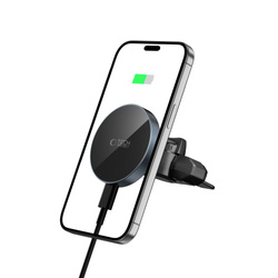 TECH-PROTECT MM15W-V5 MAGNETIC MAGSAFE CD & VENT CAR MOUNT WIRELESS CHARGER 15W BLACK/BLACK