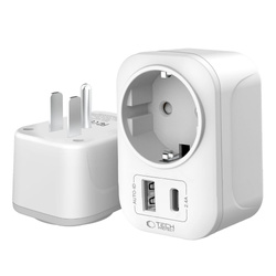 TECH-PROTECT TA100 TRAVEL ADAPTER US TO EU WHITE