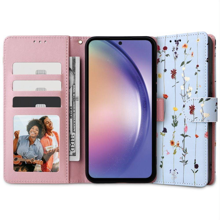 Etui Galaxy A34 5G Tech-protect Wallet Garden Blue przetłumaczone na język polski to: Niebieski Ogród