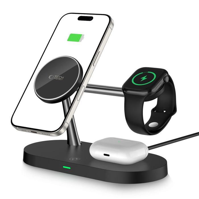 Ładowarka Indukcyjna A12 Tech-Protect 3 In1 Magnetic Magsafe Wireless Czarny