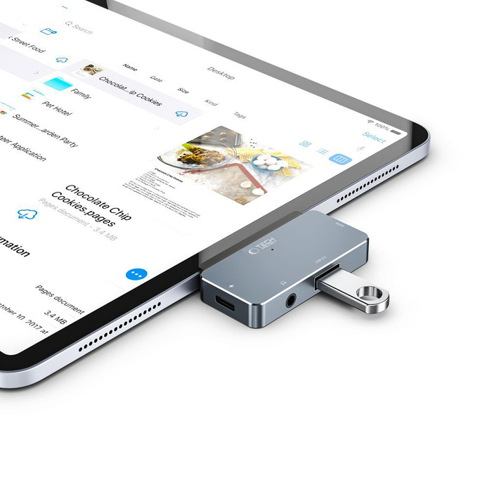 Adapter V6-Hub Tech-Protect 4in1 szary