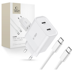 Ładowarka C20W Tech-Protect 2-Port Network Charger PD20W + USB-C Cable biały