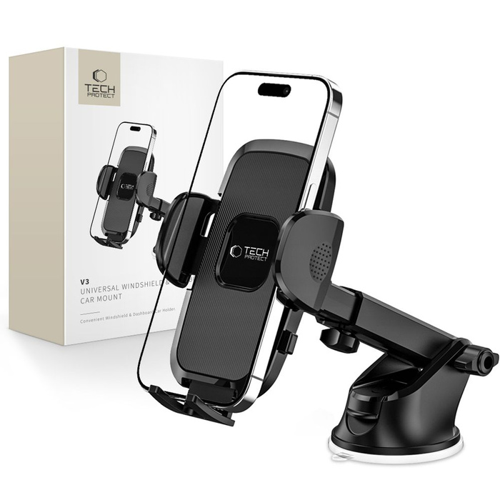 Uchwyt na telefon V3 TECH-PROTECT UNIVERSAL WINDSHIELD & DASHBOARD CAR MOUNT Czarny