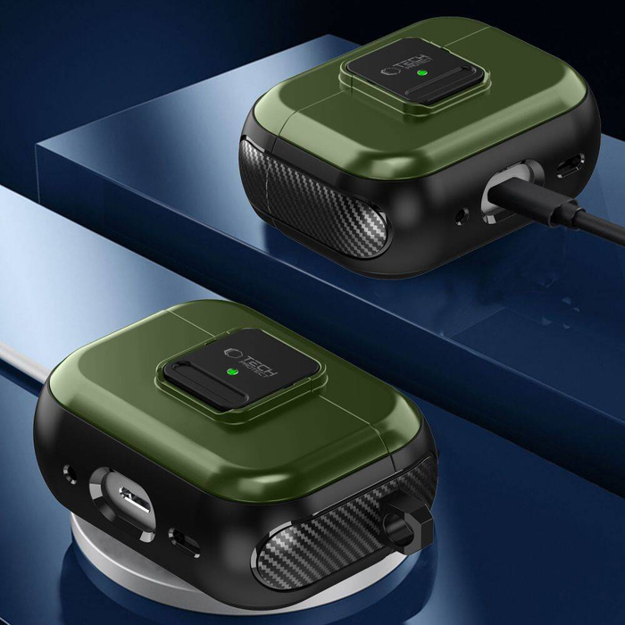 TECH-PROTECT DEFENDER HOOK MAGSAFE APPLE AIRPODS PRO 1 / 2 OLIVE GREEN