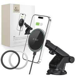 Uchwyt A2 Tech-Protect Magnetic Magsafe Dash Car Wireless Charger 15W Czarny
