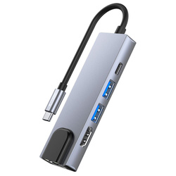 Adapter V3-HUB Tech-Protect 5IN1 Grey szary