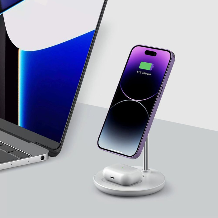Ładowarka Qi15W-A21 Tech-Protect 2in1 Magnetic Magsafe Wireless Charger biała