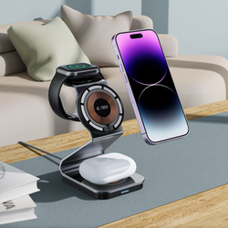 Ładowarka Qi15w-a29 Tech-protect 3in1 Magnetic Magsafe Wireless Charger Czarna