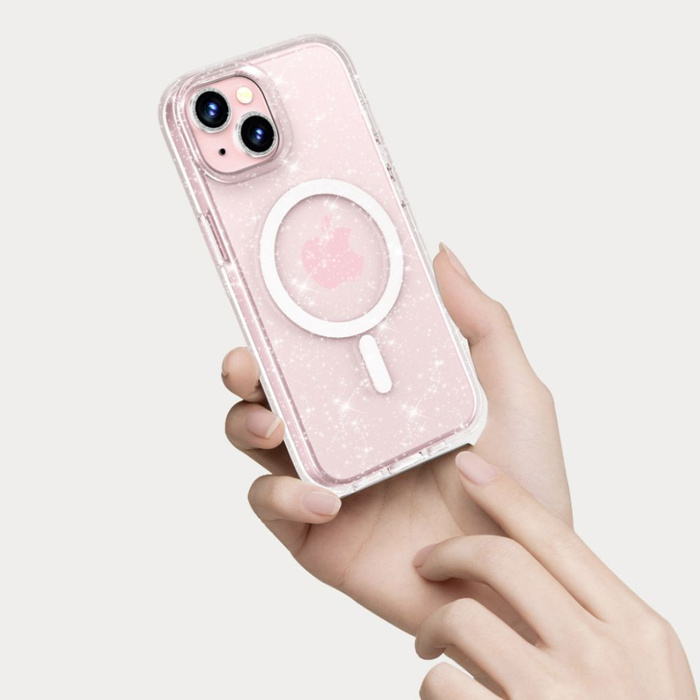 Etui iPhone 15 Pro Tech-protect Flexair Hybrid Magsafe Glitter Przezroczysty