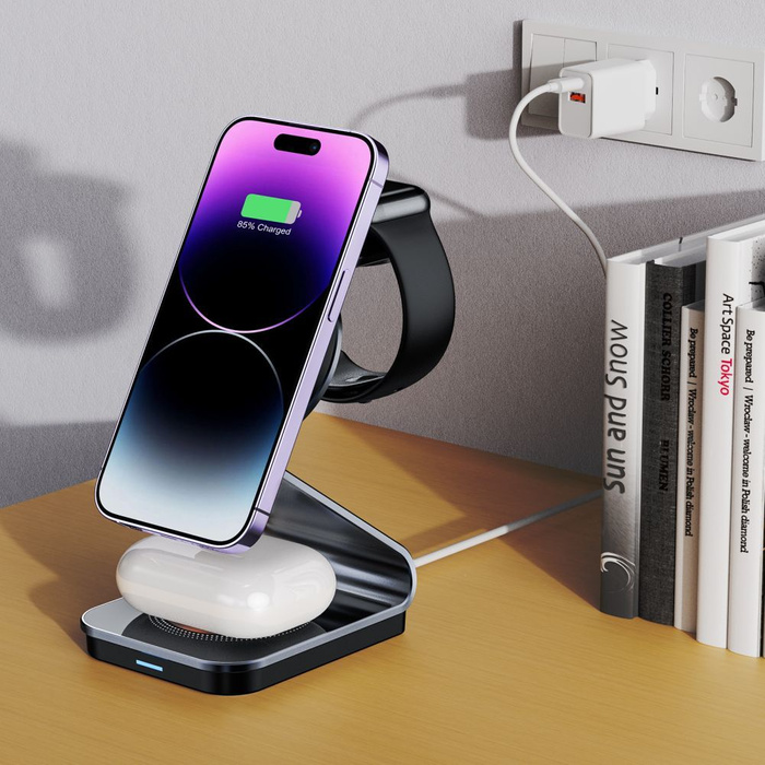 Ładowarka Qi15w-a29 Tech-protect 3in1 Magnetic Magsafe Wireless Charger Czarna