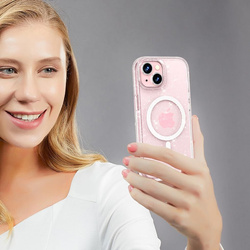 Etui iPhone 15 Pro Tech-protect Flexair Hybrid Magsafe Glitter Przezroczysty