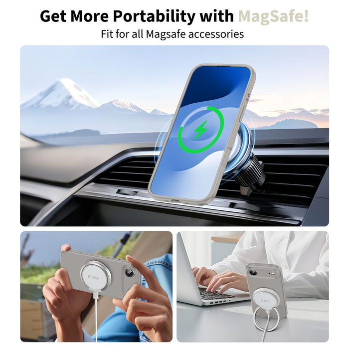 ETUI TECH-PROTECT IPHONE 17 AIR SILICONE MAGSAFE STONE GREY