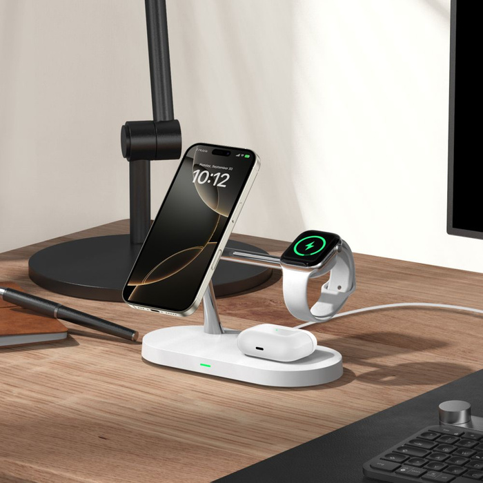 Ładowarka Indukcyjna A12 Tech-Protect 3 In1 Magnetic Magsafe Wireless Charger Biały