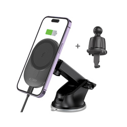 Uchwyt MM15W-V1 Tech-Protect Magnetic Magsafe Dashboard & Vent Car Mount Wireless Charger 15W czarny
