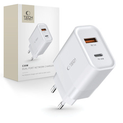 Ładowarka C30W Tech-Protect PD30W/QC3.0 2-Port Network Charger biały