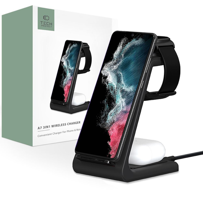 Ładowarka A7 TECH-PROTECT 3IN1 WIRELESS CHARGER Czarna