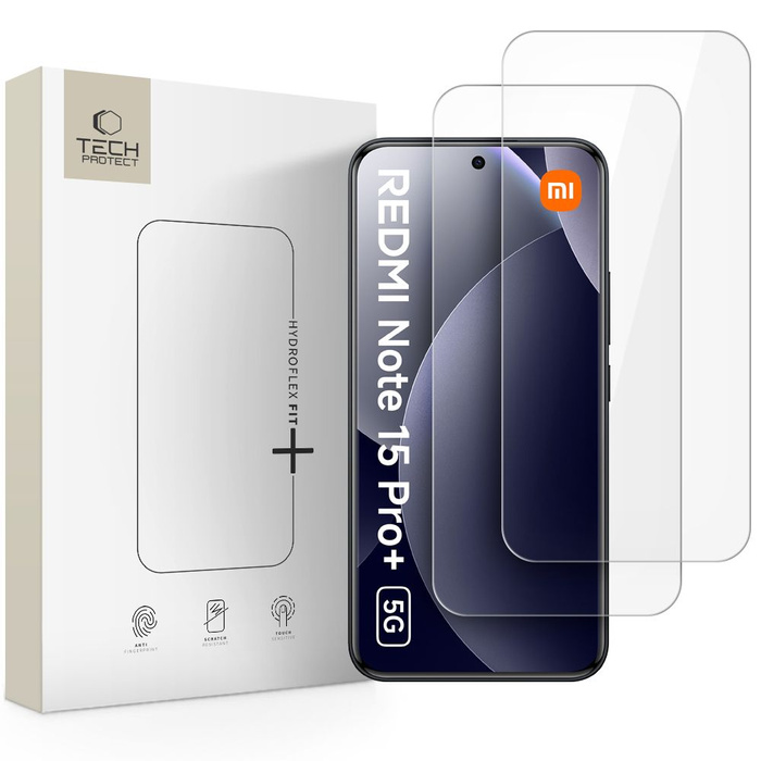 FOLIA HYDROŻELOWA TECH-PROTECT HYDROFLEX FIT+ 2-PACK XIAOMI REDMI NOTE 15 PRO+ PLUS 5G CLEAR