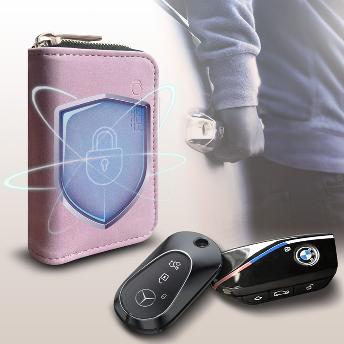 KLATKA FARADAYA TECH-PROTECT KLR300 POUCH KEYLESS RFID SIGNAL BLOCKER CASE BABY PINK