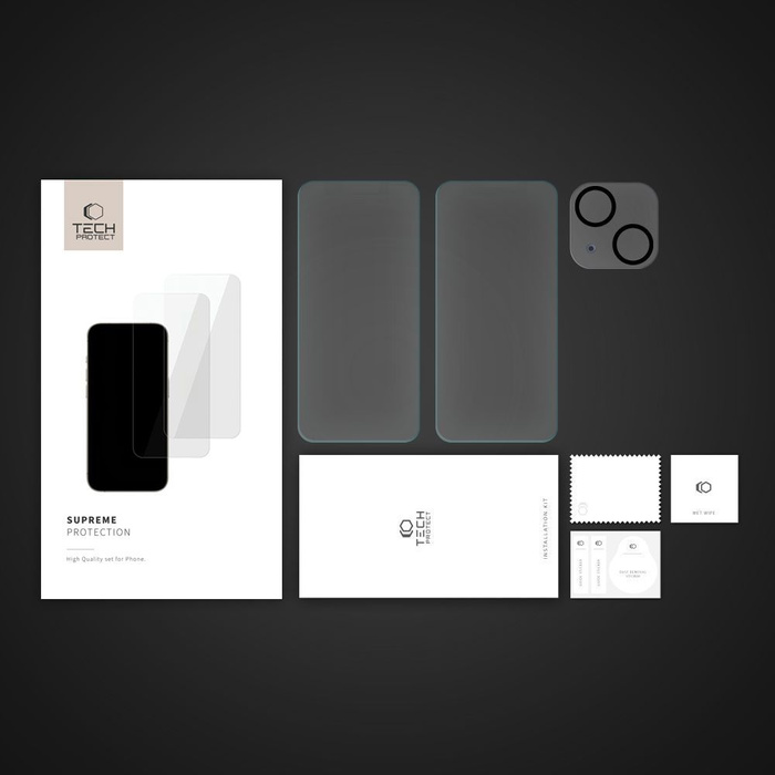 Szkło Hartowane iPhone 15 Tech-protect Supreme Set Przezroczysty