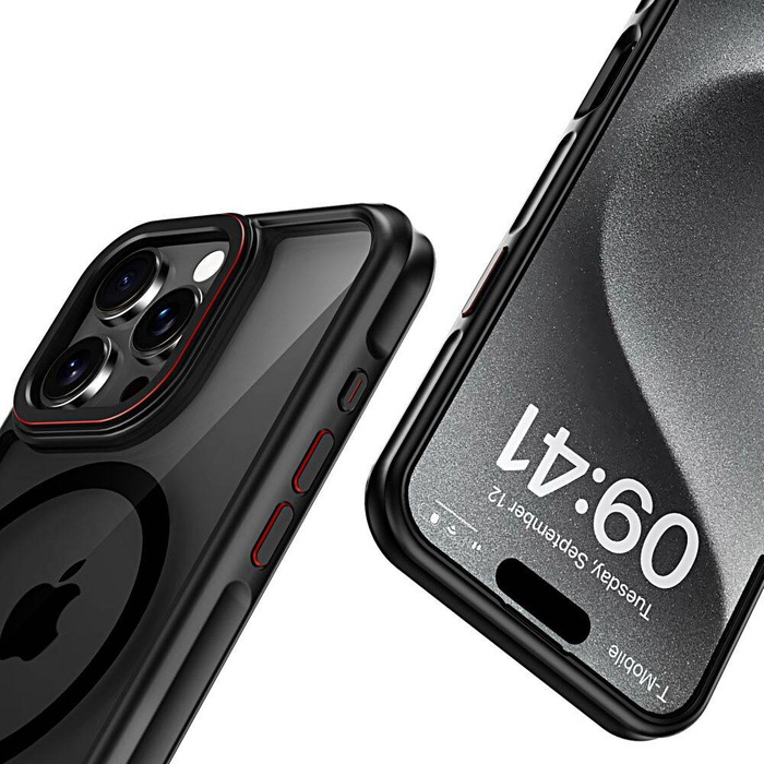 Etui Tech-protect Maghybrid Magsafe iPhone 16 Pro Max Black/red