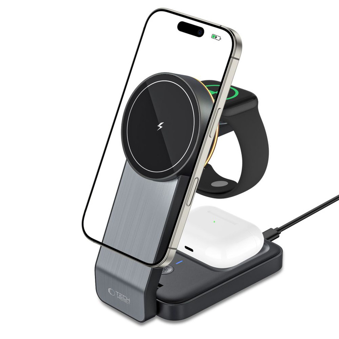 Bezprzewodowa ładowarka magnetyczna QI15W-A28 Tech-Protect 3in1 Magsafe czarna