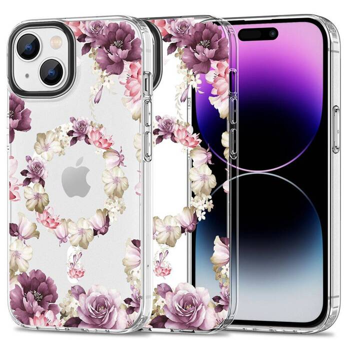 Etui iPhone 15 Tech-protect Magmood Magsafe Floral Case różowe