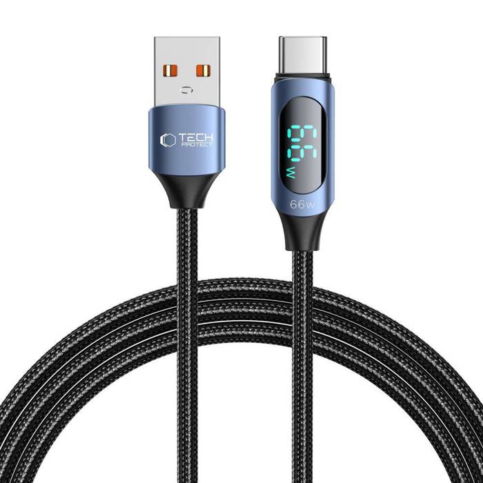 Kabel USB-C Ultraboost TECH-PROTECT LED 66W/6A 200CM niebieski