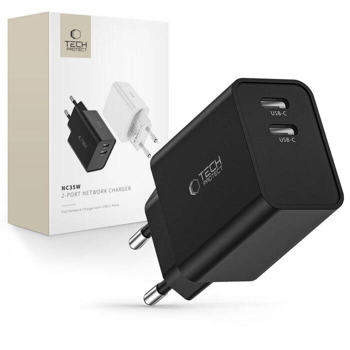 Ładowarka C35W Tech-Protect 2-Port Network Charger PD35W czarna