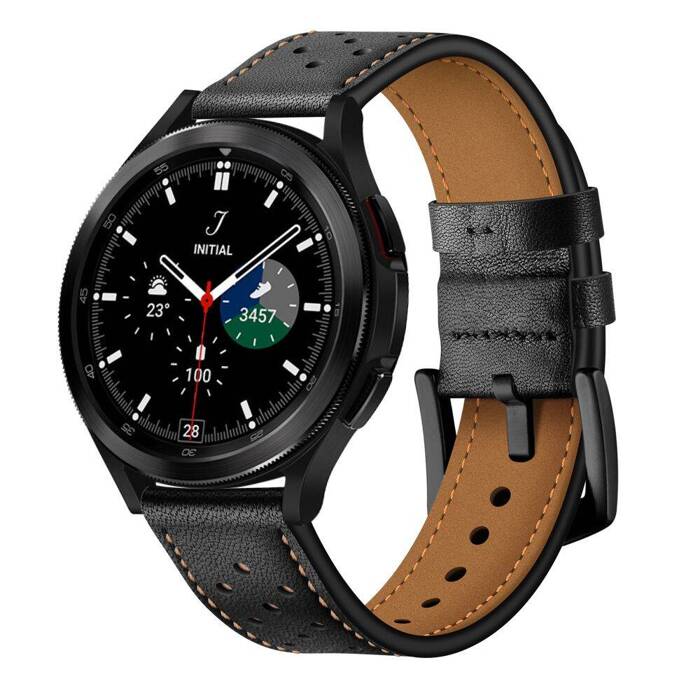 Pasek Samsung Galaxy Watch 4 TECH-PROTECT 40 / 42 / 44 / 46mm Leather Czarny
