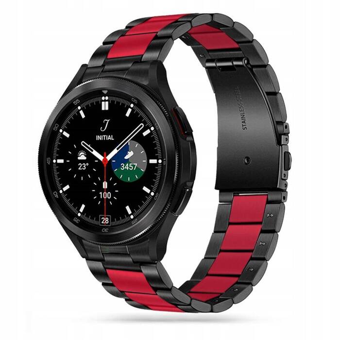 Pasek Samsung Galaxy Watch 4 TECH-PROTECT Stainless 40 / 42 / 44 / 46 MM Czarny / Czerwony