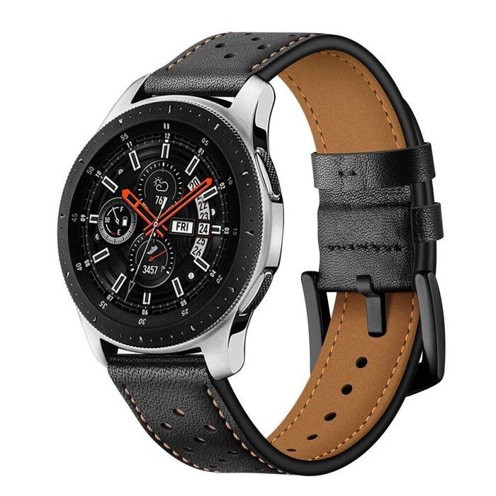 Pasek Samsung Galaxy Watch 46mm TECH-PROTECT Leather Czarny Czarny
